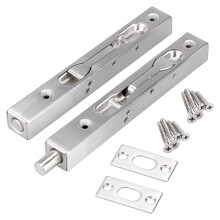Double Door Security Latch, Flush Bolt with Corrosion Resistant Stainless Steel Hidden Design Door Lock, Easy to Install Surface Mounted Bolt for Fren