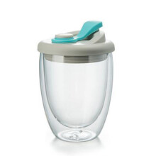 Shatters Proof Borosilicate Milk Cup-light blue cover 450ML