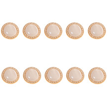 10Pcs High Glossy Alloy Buttons Metal Clothing Buttons-White