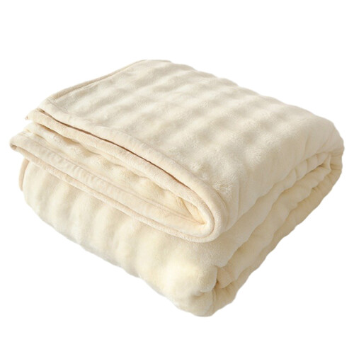 Couverture en peluche douce pour printemps et-Blanc laiteux