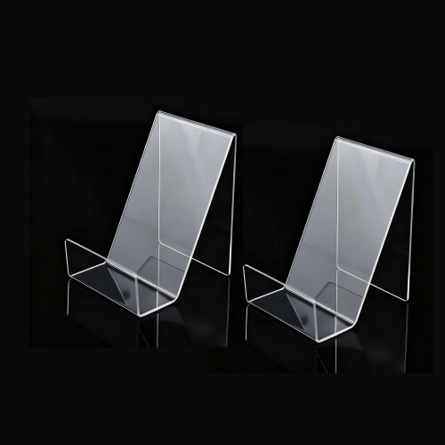 2Pcs Multifunctional Clear Acrylic Stand Desktop Bookend-2