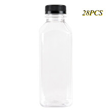 Recipientes transparentes reutilizáveis para bebidas, feitos de PET de qualidade alimentar, livres de BPA, resistentes a quebras e com tampas