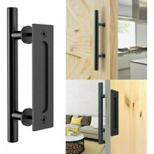 Flush Hardware Set For Wooden Sliding Doors, Solid Steel Sliding Barn Door Handle With Easy Installation, Suitable For Interior And Exterior Use