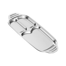 Easy Cleaning Serving Plate Food Grade Stainless-Three grids