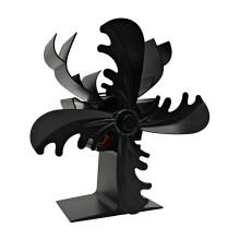 4Blades Stove Fan Christmas Fireplace Fan Without Power-Black