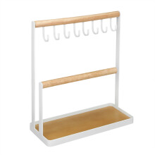 Stilvolles Kosmetikaccessoire, Aufbewahrungsbox mit Metallrahmen und Samtbezug für Damen, mehrstufiger Schmuckorganizer mit Haken und Ablagefach zur