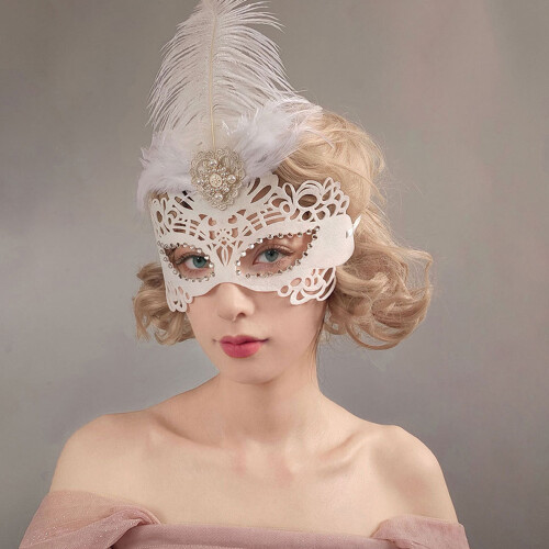 Feathered Rhinestones Mask Crystal Elastic Bands Party 1