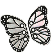 1 Pair Cartoon Butterfly Wing Iron on Patches Cartoon-White