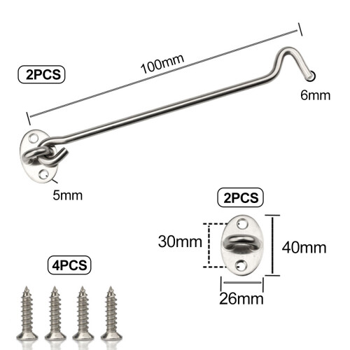 Stainless Steel Rust Resistant, Straightforward Hook Lock Design for Front Door Chains and Window Latches (Black) 1