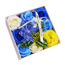 Artificial Rose Flower Box Storage Case Jewelry Box-Blue