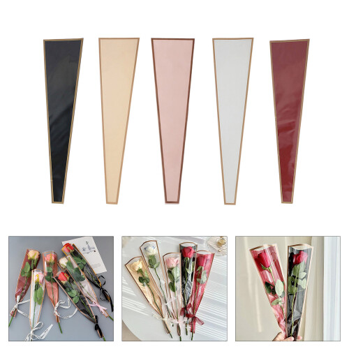 50pcs Elegant Flower Packaging Bags With Metallic Edges-White 2