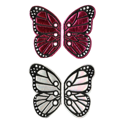 1 Pair Butterfly Wing Iron on Patches Embroidered Patches-Red 2