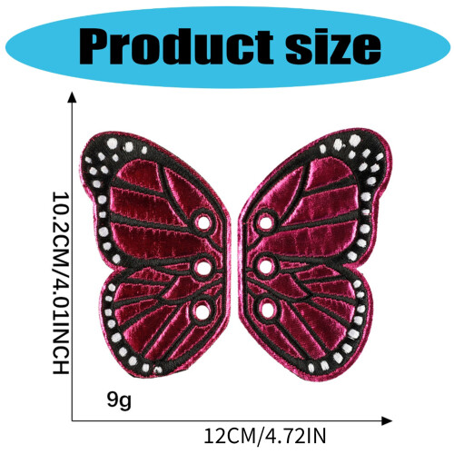 1 Pair Butterfly Wing Iron on Patches Embroidered Patches-Red 1