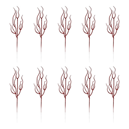 10pcs Palistic Plastic Flower Branch with Flexible Stems-Red