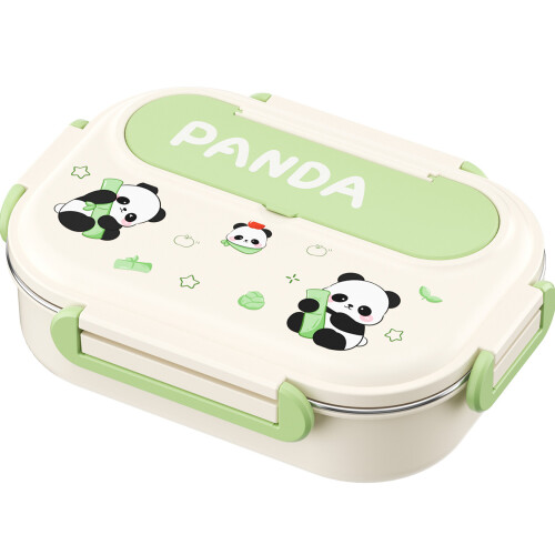 Verdeelde lunchcontainer Cartoon-roze knotje 5 vierkantjes 1