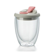 Magnetronveilige melkbekers Hittebestendig-roze deksel 450ML