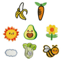 8 Pcs Banana Embroidered Patches Flower Iron on-8 combinations