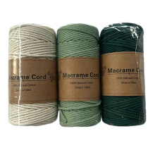 3 Rolls Cotton Yarn 3mmx100m Cotton Cord-Green blue and whit