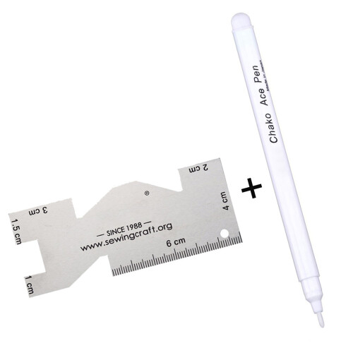 Fabric Maker with Metal Quilting Ruler-White pen with ruler