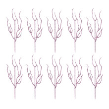 10pcs Plastic Frosted Flower Picks Decorative Stems-Pink