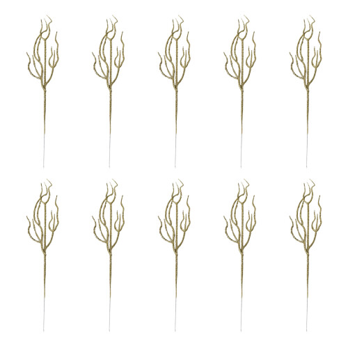 Artificial Flower Stems Pack of 10pcs Shatterproof Plastic-Gold