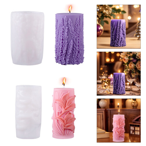 Silicone Mould Flowers Pillar Candle Molds Plasters Casting-1 2