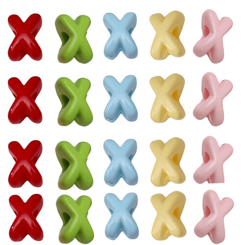 10Pcs 2mm Hole X Shaped Spacer Beads Colorful Acrylic-random