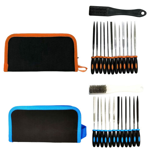 13Piece Hand File Set with Cleaning Brush for Model Maker-Blue 1