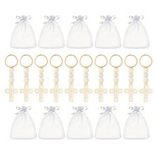 10Pieces Crossed Pendant Keychain with Drawstring Bag For
