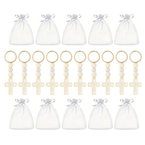 10Pieces Crossed Pendant Keychain with Drawstring Bag For