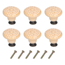 Pomelli in ceramica in stile vintage/retrò per mobili, pomelli decorativi per cassetti con motivo floreale, maniglie per armadi, set da 6 pezzi per