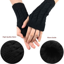 Gestrickte Handgelenkwärmer für kaltes Wetter, fingerlose Handschuhe mit verdicktem Design, warme, dehnbare Acryl-Handschuhe für Damen und Herren,