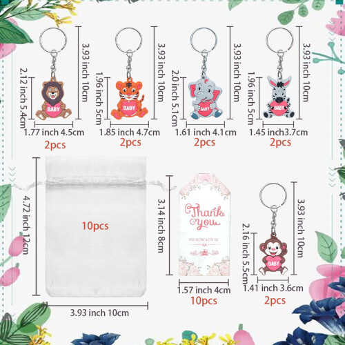 Jungle Animal Keychains Zoos Animal Keychains Keyring with 2