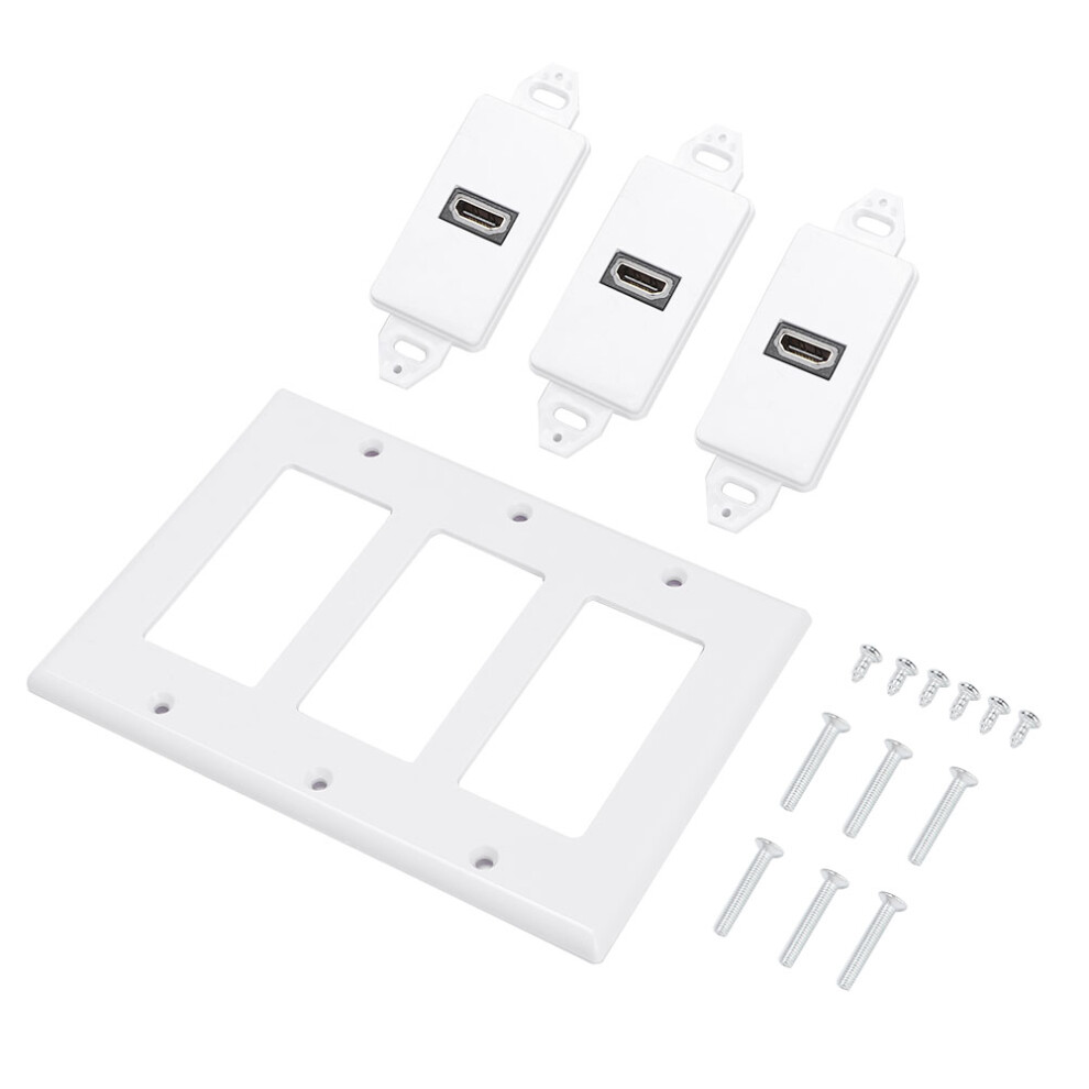 Hdmi Wall Plate Audio Video Connector Component Integration Decorative Mount Panel Cable Management Solution For Home Theater And Projector (3 Hdmi Po 9454554538617