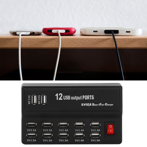 Συμπαγής Σχεδιασμός Σταθμός Φόρτισης USB Πολλαπλών Θυρών με 12 Θύρες, Φορτιστής 2