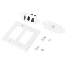 ABS coax wandplaat voor aanpasbare installatie, inclusief montageschroeven, breed toepasbaar in hotels, woninginrichting en kantoorgebouwen.