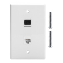 Plaque murale Keystone Jack blanche pure, plaque murale Keystone Jack pour ports CAT6 et fibre optique