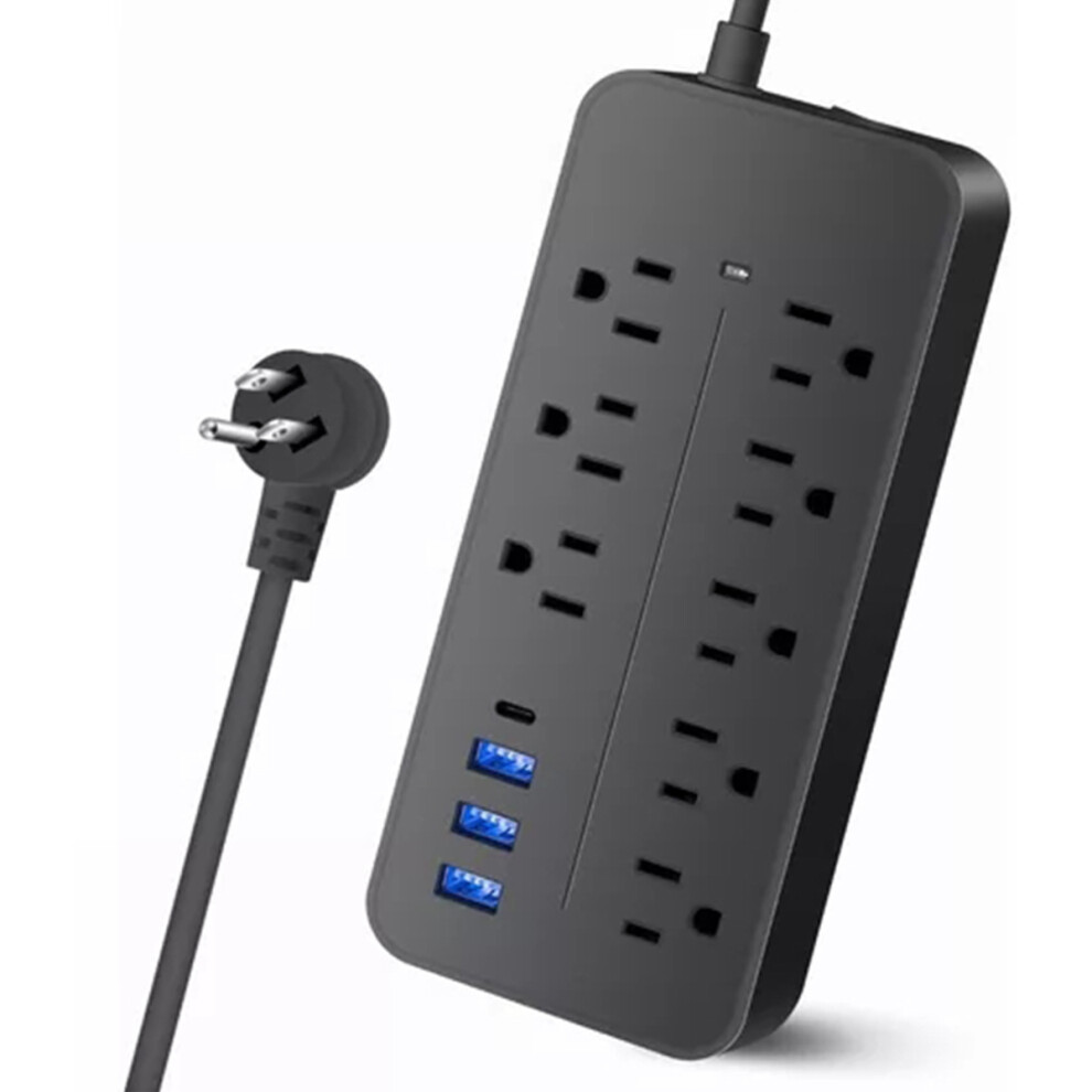Safe And Reliable Surge Protector Power Strip, Flat Plug Extension Cord For Convenient Placement, Multi-Outlet Charger Station With Usb C Charging Por 9454554536927