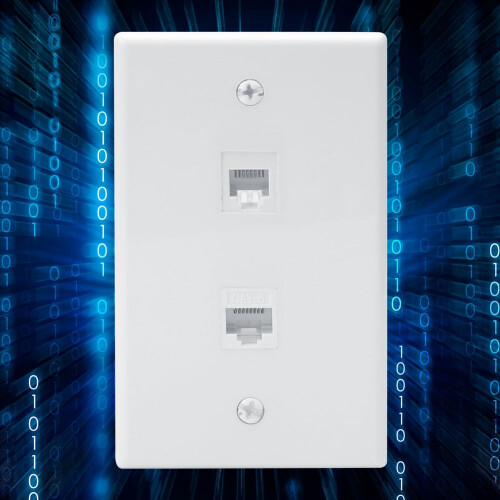 Επίτοιχη βάση 2 θυρών Cat6 Ethernet, δεν απαιτείται χειροκίνητη καλωδίωση, εξοπλισμένη 1