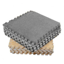 Tapete de encaixe macio e antiderrapante com peças quadradas felpudas, em espuma EVA espessa e com bordas reforçadas, ideal para bebês e crianças