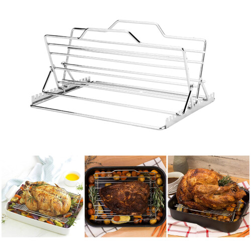 Large Adjustable Roasting Rack for Turkey Stainless Steel 1