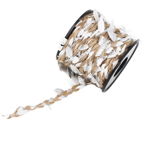 10m Leaves String Burlap Ribbon for Gardening Wedding-Silver