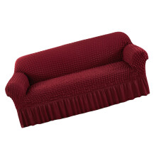 Seersuckers Sofa Cover Elastic Sofa Slipcover-Wine Red