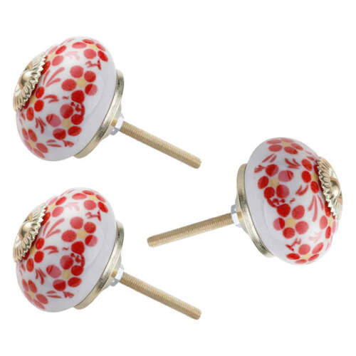 Ceramic Cabinet Knobs and Handles, Engraved Pattern Round Flower Design Hand Painted Drawer Pulls, Elegant and Timeless Design Cabinet Hardware for Cu