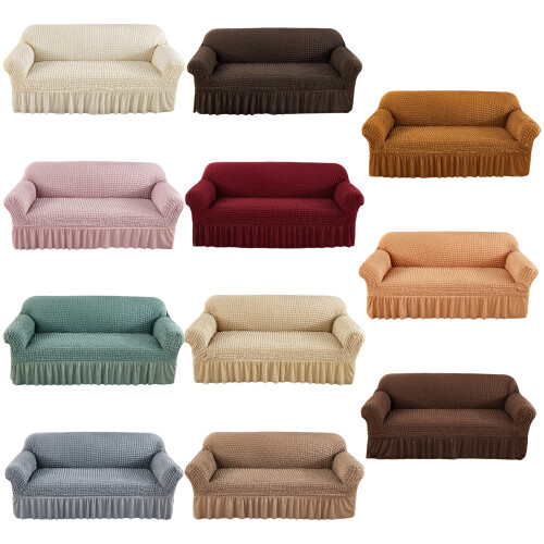 Plaids Seersuckers Sofa Cover Stretch Sofa-Chinese Coffee 2