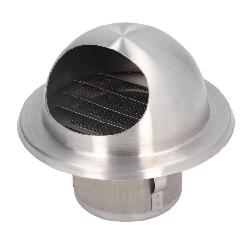 Tampa de ventilação de duto redonda de 4 polegadas em aço inoxidável, resistente às intempéries, para exaustão, montada na parede, componente 1