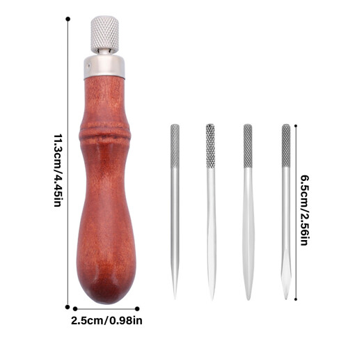 4 in 1 Leather Hole Punch Tool with Wood Handle Leather Craft 2