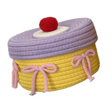 Stijlvolle opbergdoos van katoenen touw met-Paarse hoes 22 x 12