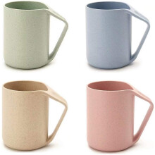 Rice Husk Bamboo Fibers Cups, Sustainable Design With Durable Handle, Microwave Safe For Versatile Use In Home And Travel, Easy-Clean Unbreakable Drin