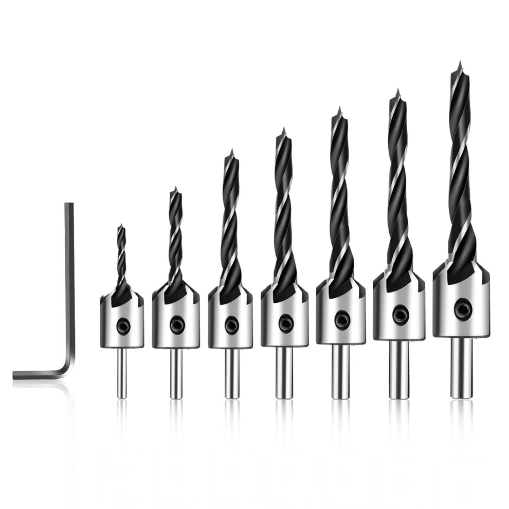Multipurpose Countersink Drill Bit Set, High Speed Steel Three-Point Design For Rapid Drilling, Quick Chip Removal With Removable & Adjustable Feature 9135470019076